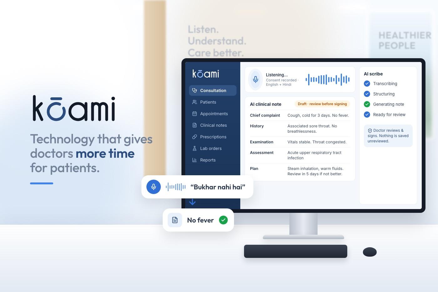 AI Medical Scribe for Doctors in India (2026): What Actually Works in a 60-Patient OPD — Clinical AI | Kōami