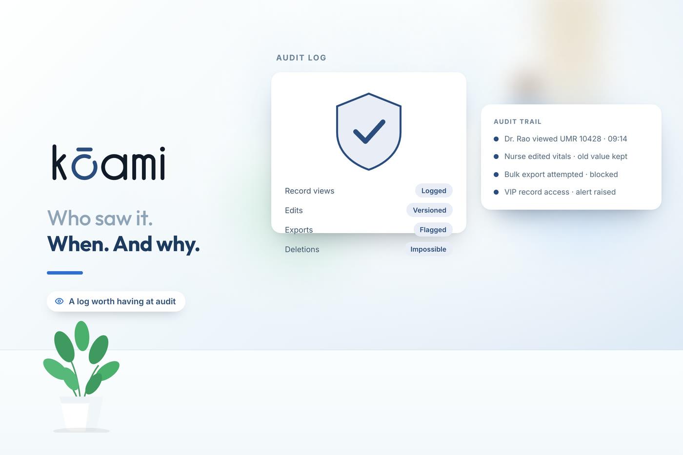 What a Good Audit Log Actually Records — Data Security | Kōami