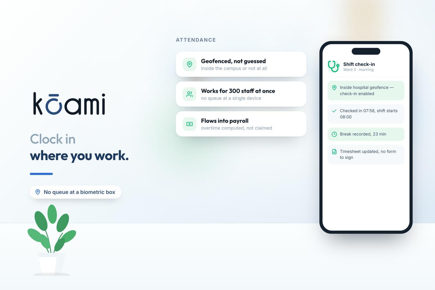 Geofenced Check-In Without the Friction — Workforce Operations | Kōami