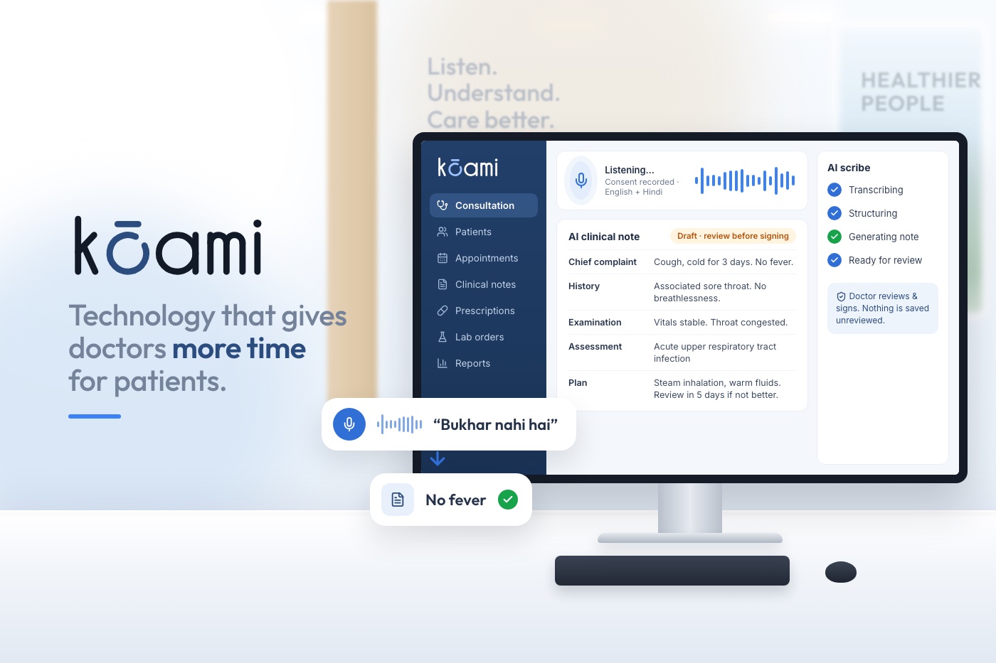 AI Medical Scribe for Doctors in India (2026): What Actually Works in a 60-Patient OPD — Clinical AI | Kōami